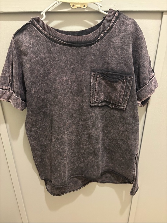 Zenana Outfitters Tops - Zenana Purple Mineral Wash Pocket Tee